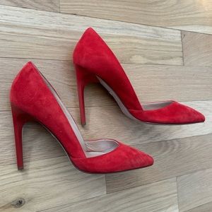 Diane Von Furstenburg Red Suede Pointy Pumps Heels 8M / 38